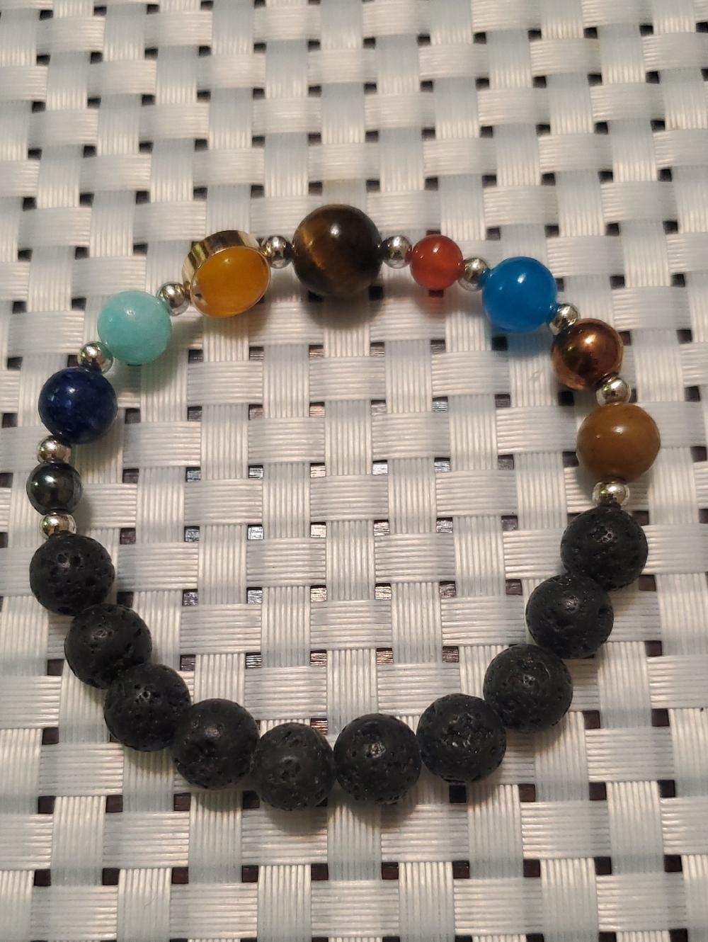 Multicolor Lava Stone Beaded Stretch Bracelet